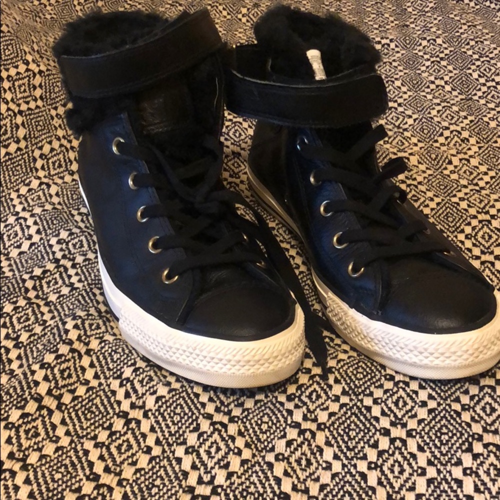 Leather, Fur Lined Converse Sneakers